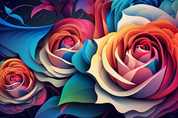 Fototapeta na wymiar Abstract background with roses