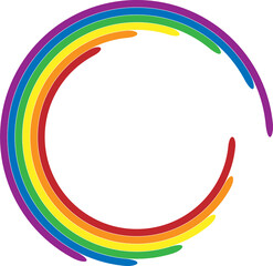 LGBT rainbow frame in circle shape for logo, template, banner, PNG transparent.