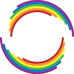 Obraz premium LGBT rainbow frame in circle shape for logo, template, banner, PNG transparent.