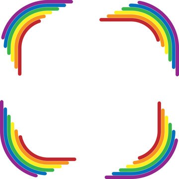 LGBT rainbow frame in rectangle shape for logo, template, banner. PNG transparent.
