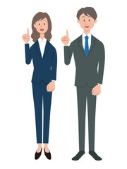 指差しをする男女のビジネスパーソン