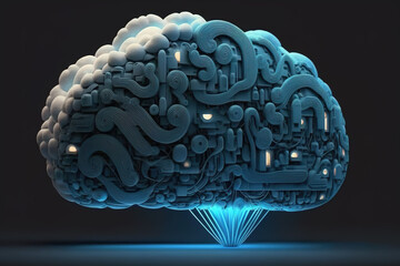 Cloud Brain, Idea, Cloud Networking, Automation, Cloud Managed, AI Generated Art for Business and Technology