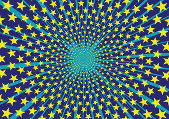  Retro clipart background with halftone stars and irregular rays. The stars and rays are in a circular pattern, the illustration format is in vector and jpg.