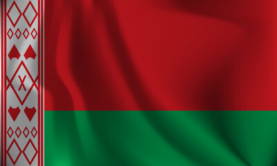 Flag of Belarus, with a wavy effect due to the wind.