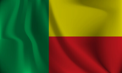 Flag of Benin, with a wavy effect due to the wind.