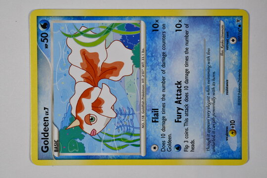 Pokemon trading card, Goldeen.