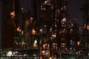 Fototapeta premium 川崎市水江町 製油プラントの夜景