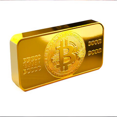 Gold bar with the symbol of bitcoin, concept of money and electronic currency, Cryptocurrency,  Ether, coin, blockchain