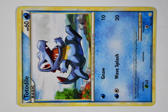 Pokemon trading card, Totodile.