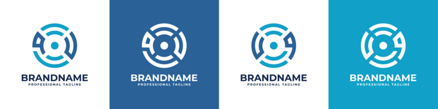 Letter QU or UQ Global Technology Monogram Logo, suitable for any business with QU or UQ initials.