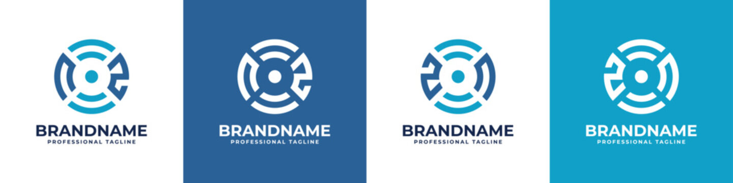 Letter NZ or ZN Global Technology Monogram Logo, suitable for any business with NZ or ZN initials.