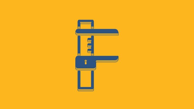 Blue Calliper or caliper and scale icon isolated on orange background. Precision measuring tools. 4K Video motion graphic animation