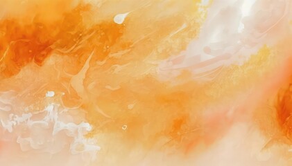 Bright abstract watercolor background. Orange paint on white paper. Orange and white watercolor wallpaper.