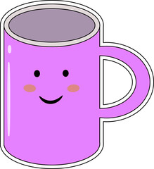 kawaii bright colorful cute characters cups with smile face yellow color. Mug PNG. ceramic cup. sticker