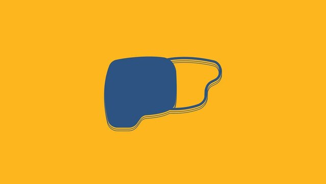 Blue Human organ liver icon isolated on orange background. 4K Video motion graphic animation