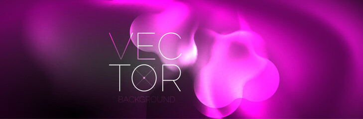 Obraz premium Glowing neon lights abstract shapes composition. Magic energy concept. Template for wallpaper, banner, background or landing