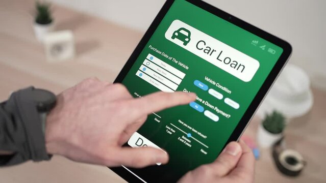 Applying for a Car Loan Online on a Tablet App Closeup