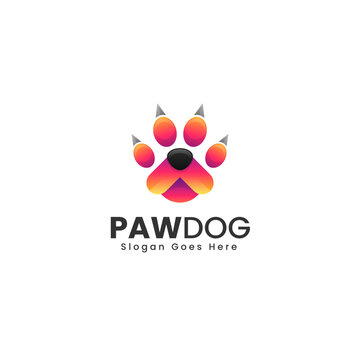 Vector Logo Illustration Paw Dog Gradient Colorful Style
