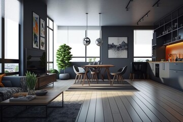 Fototapeta na wymiar beautiful apartment, interior, modern, generative AI