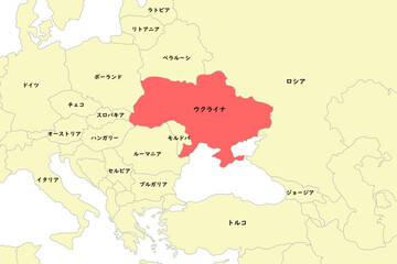 Fototapeta na wymiar ウクライナを中心とした周辺国の地図