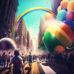 Cheerful gay pride and LGBTQ+  festival GENERATIVE AI
