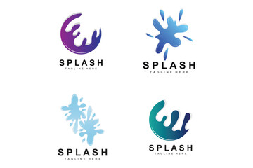 Splash Logo, Water Wave Icon, Bubble Vector, Water Logo Art, Template Illustration