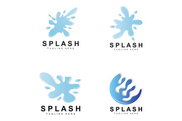 Splash Logo, Water Wave Icon, Bubble Vector, Water Logo Art, Template Illustration