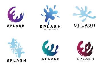 Fototapeta na wymiar Splash Logo, Water Wave Icon, Bubble Vector, Water Logo Art, Template Illustration