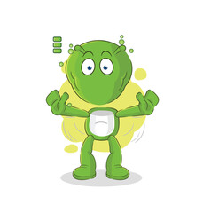 alien full battery character. cartoon mascot vector
