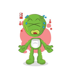 alien low battery mascot. cartoon vector
