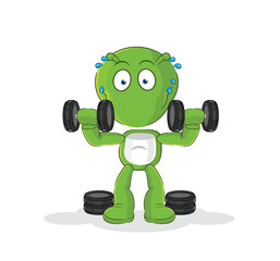 alien weight training illustration. character vector