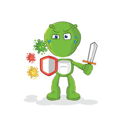 alien against viruses cartoon. cartoon mascot vector