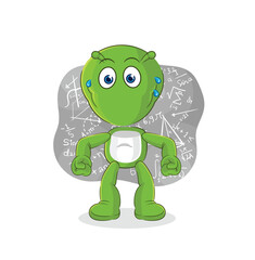 alien thinking hard vector. cartoon character