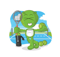 alien plays tennis illustration. character vector
