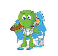 alien painter illustration. character vector