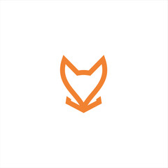 The fox logo formed with lines and shapes of different thickness creates a fox logo in orange color.