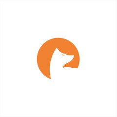 The fox logo formed with lines and shapes of different thickness creates a fox logo in orange color.