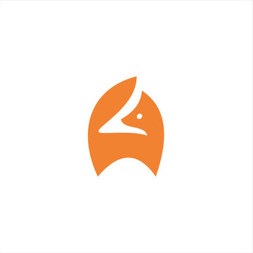 The fox logo formed with lines and shapes of different thickness creates a fox logo in orange color.