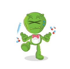 alien drug overdose. cartoon illustration
