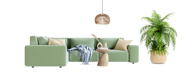 Interior modern living room in 3d rendering	
