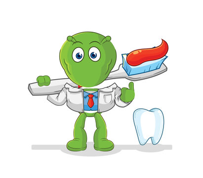 alien dentist illustration. character vector