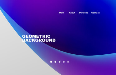 Landing page abstract liquid background. Flowing shapes, round design and circle. Web page for website or mobile app wallpaper