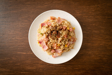 fried rice with bacon ham and black peppers