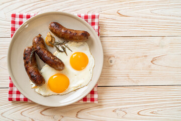 double fried egg with pork sausage