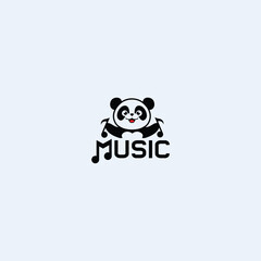 Panda logo vector holding music icon