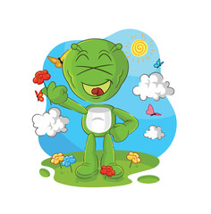 alien pick flowers in spring. character vector