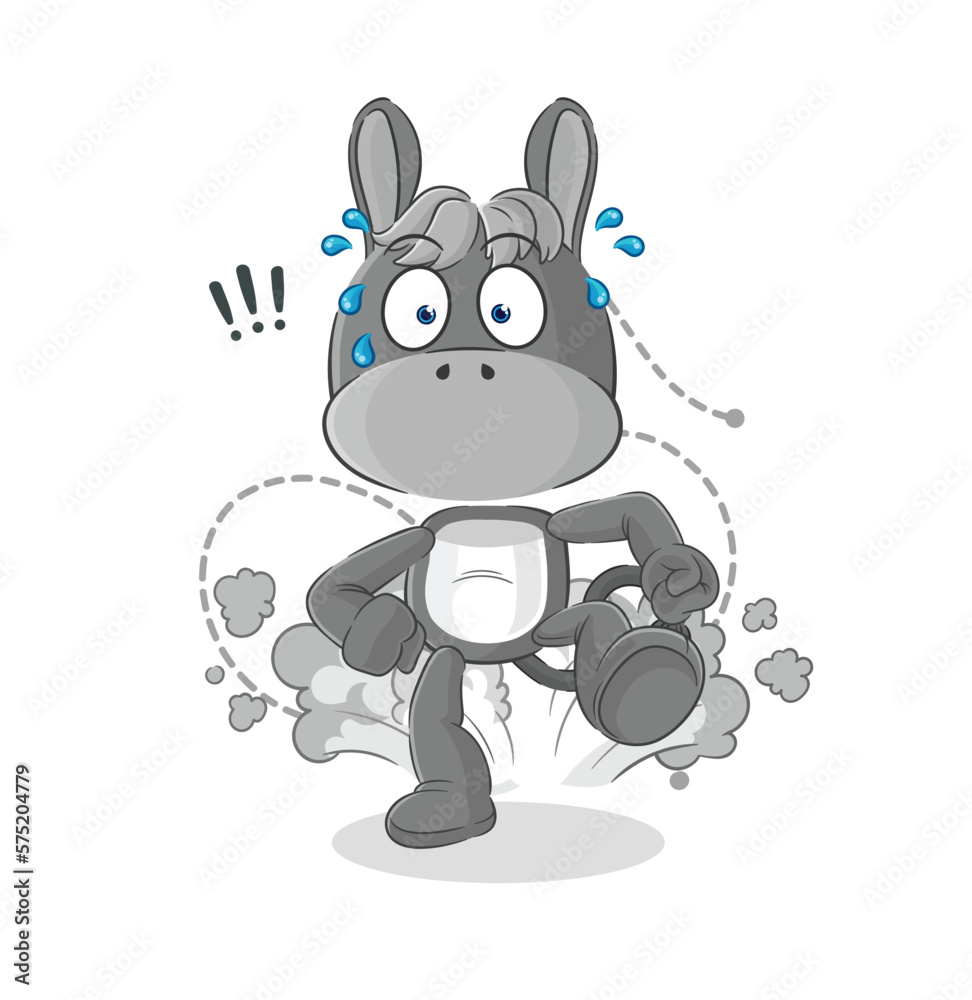 Sticker donkey running illustration. character vector