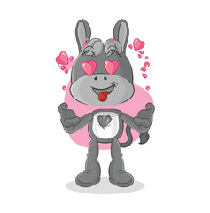 donkey fallin love vector. cartoon character