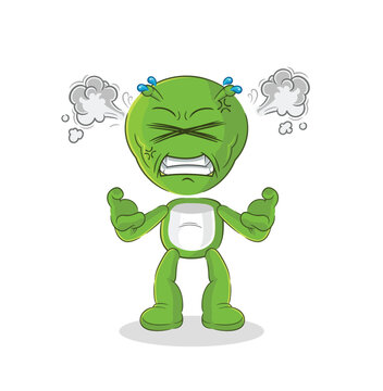 alien very angry mascot. cartoon vector