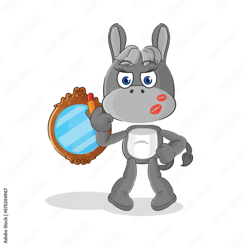 Sticker donkey make up mascot. cartoon vector